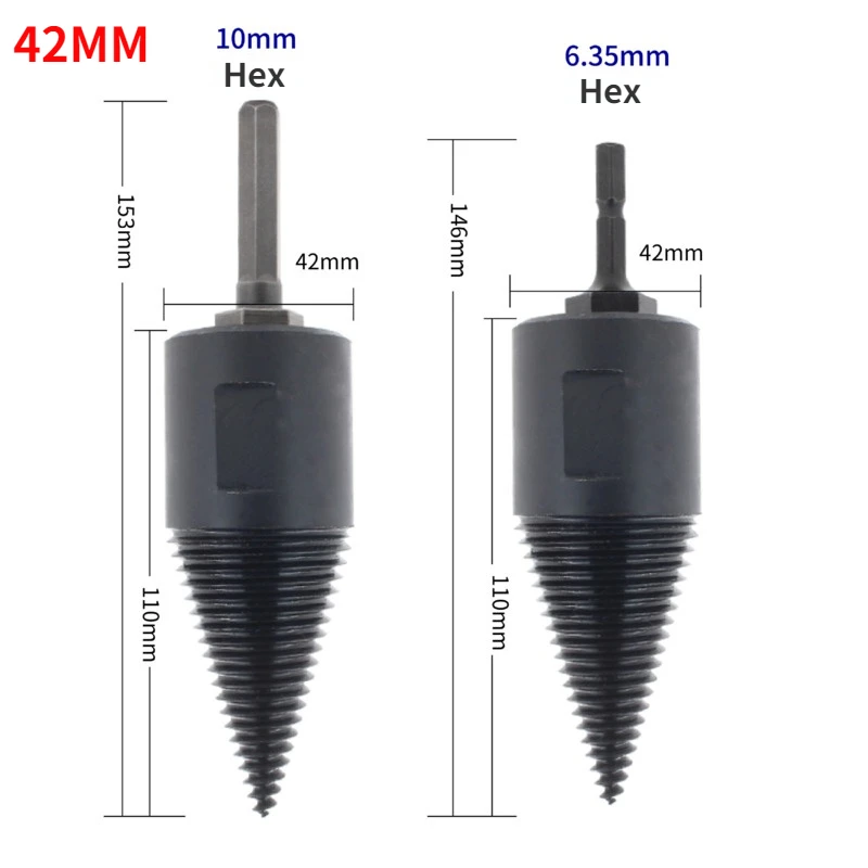 Firewood Splitter Machine Drill Bit Wood Cone Punch Driver Square/Round/Hex Shank Drill Bit Split Drilling Tool Firewood Chopper