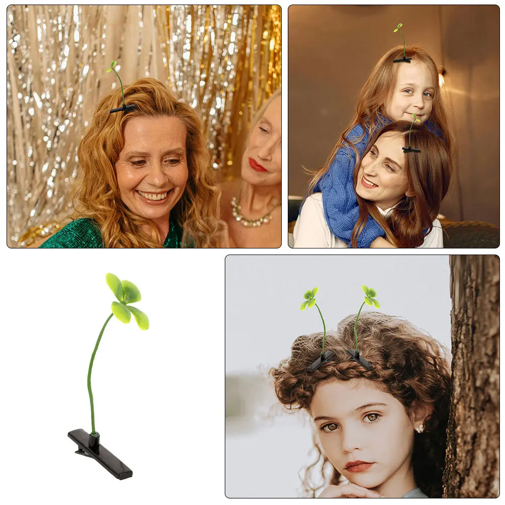 

50Pcs Four Leaf Clover Hair Clips Cute Spring Loaded Hairpins for Women Cosplay Daily Wear Party Leaf Plant Hair