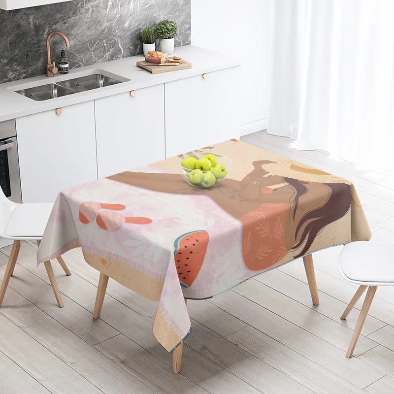 Morandi Grey Abstract Tablecloth Nordic Minimale Geometric Pattern Hall Restaurant Dual-use Student Dormitory Coffee Table Mat