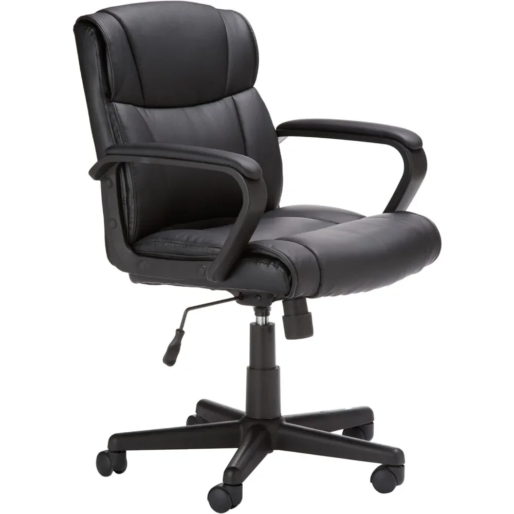 Office Computer Task Desk Chair with Padded Armrests, Mid-Back, Adjustable, 360 Swivel, Rolling