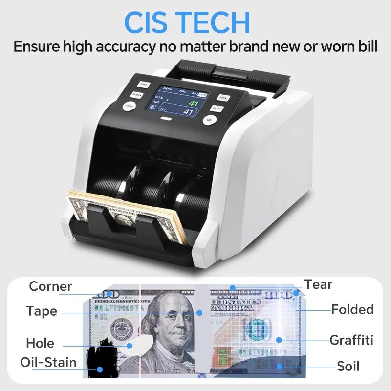 Bill Counter CIS Image Recognition WRM960(W) Multi-Currency for USD EUR Mixed Denomination Value Counting Commercial Machine