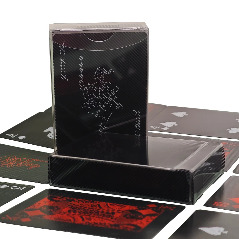 Plastic Playing Cards Transparent Waterproof Moire illusion design Poker Playing Cards Clear Black Deck of Cards Poker Cards