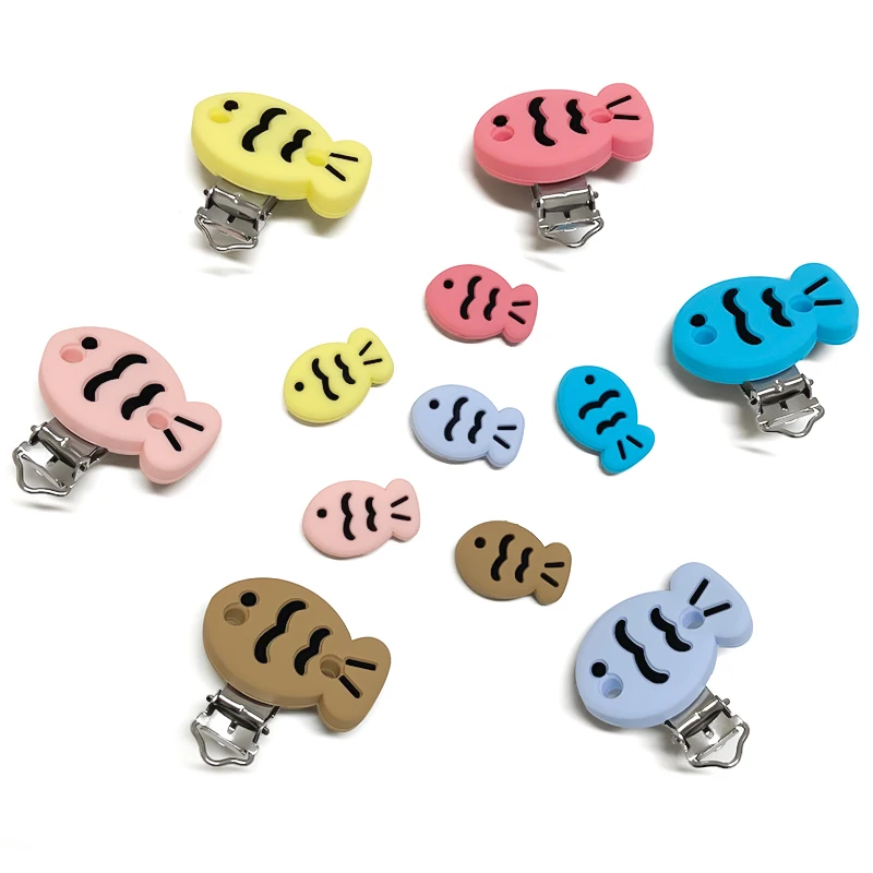 2pcs/set New Silicone Cartoon Fish Clip DIY Nipple Chain Bead Jewelry Accessories