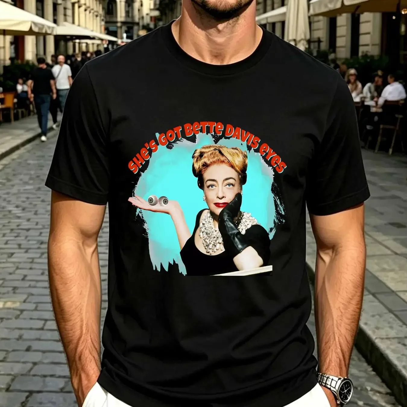 washed T Shirt NWT Joan Crawford Eyes She's Got Bette Davis long or short sleeves vintage Washed Stylish fashion Unisex graphic