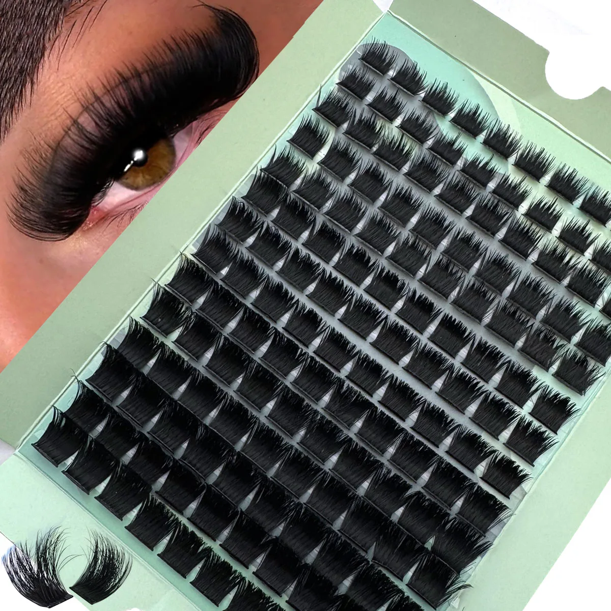 300D-110D 8D Fluffy DIY Cluster Eyelashes 8-20mm Mixed Eyelash Extension 0.07mm Russian D Curl Thick Reusable Dramatic Lashes
