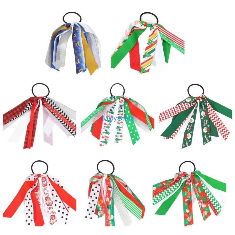 

63HE Festive Hair Scrunchies Hair Scarves Party Accessories for Little Girl Christmas