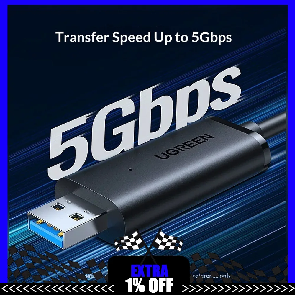 UGREEN 90212 USB 3.0 Type C Dual Connector PC to PC Data Transfer Cable 2m for Windows Mac Computer