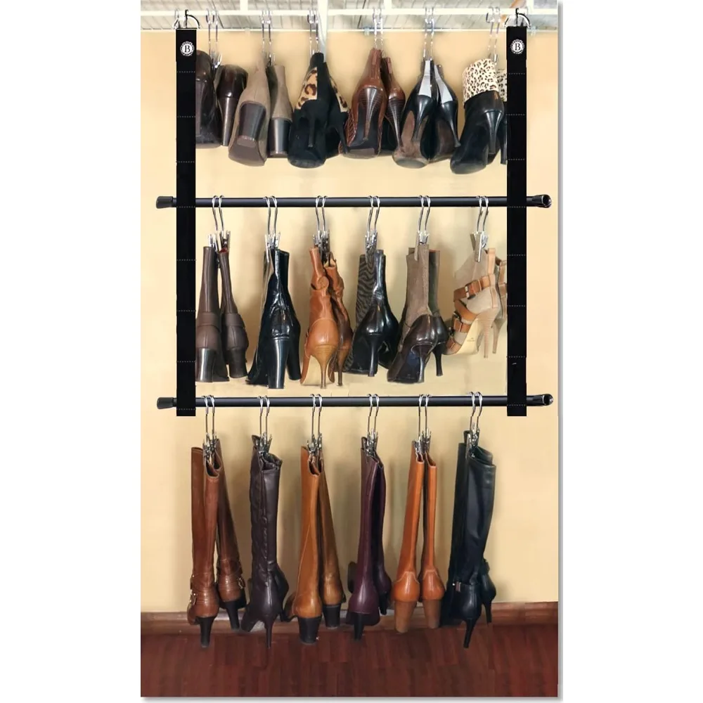 

Boottique Deluxe Hanging Boot Caddy, Double Decker, Includes 12 Boot Hangers