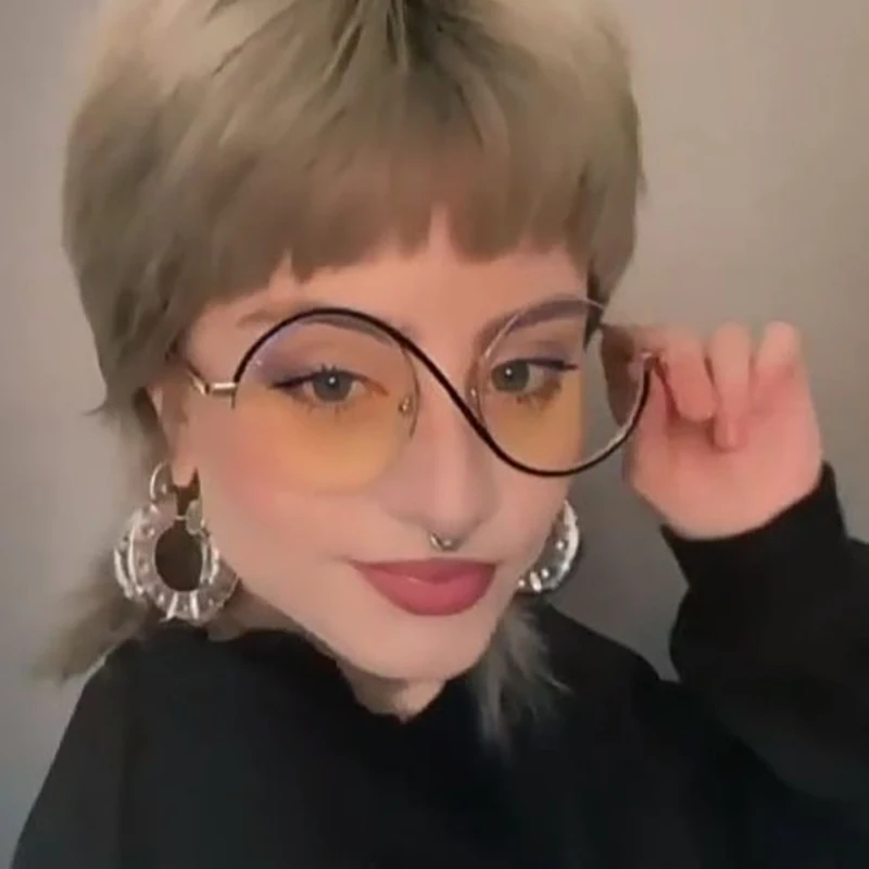 1 قطعة S نظارات دائرية غير منتظمة للرجال والنساء فيلم شريرة Elphaba معالج تأثيري الكبار موضة التدرج النظارات الشمسية