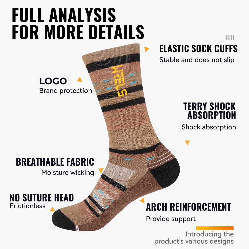 WRELS 1/2/3 أزواج جوارب من الصوف ميرينو ضغط وسادة سميكة الدافئة المشي الرطوبة فتل عدم الانزلاق المشي جوارب من الصوف.