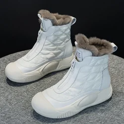 Platform Shoes Winter Warmth 2024 New Thick Soled Plush Cotton Shoes Womens Shoes Genuine Leather Snow Boots Sneakers Women