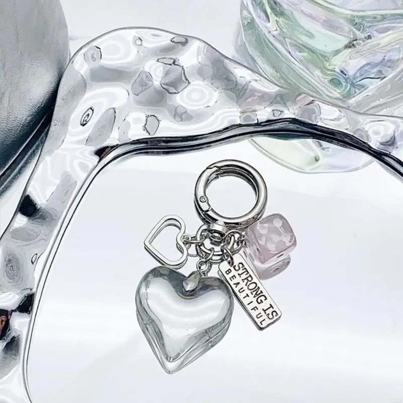 Schlüsselanhänger Herzschlüsselstylish Decors Metall Texture Suitale für täglich – Detail 7