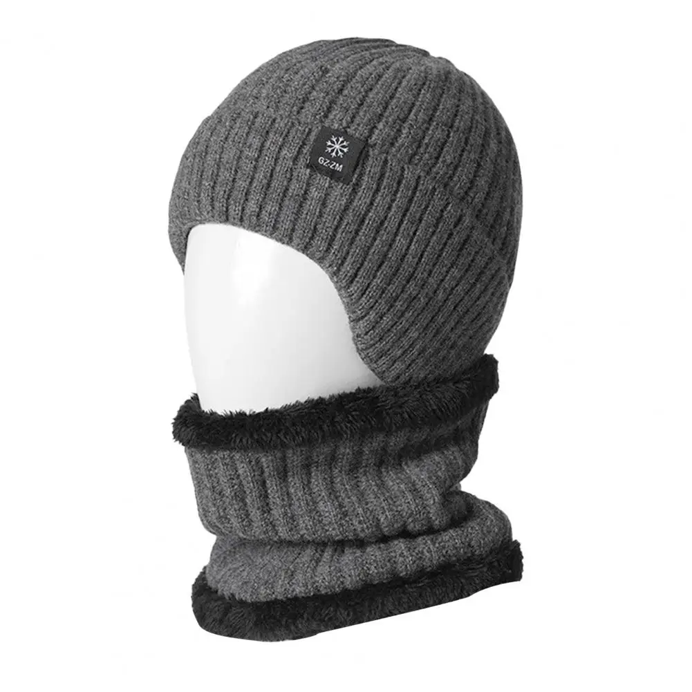 Hand woven Winter Hat Men's Winter Knitted Hat with Ear Thick Warm Outdoor Cap for Father Grandfather Mid aged Men's