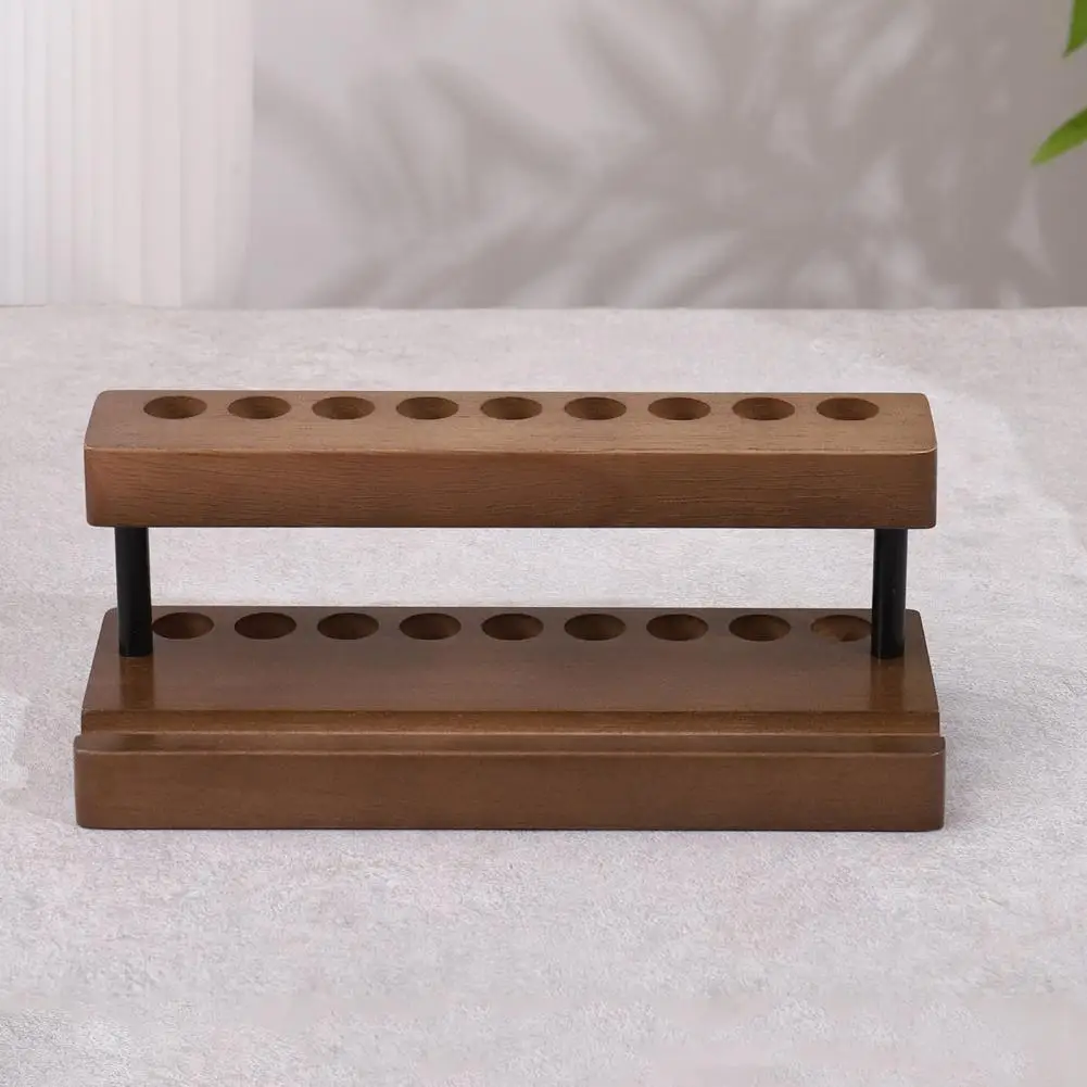 Rustic Desk Accessory Wooden Pen Holder with 9 Slots Cell Phone Stand Minimalist Office Decor Aesthetic Organizer for Desk