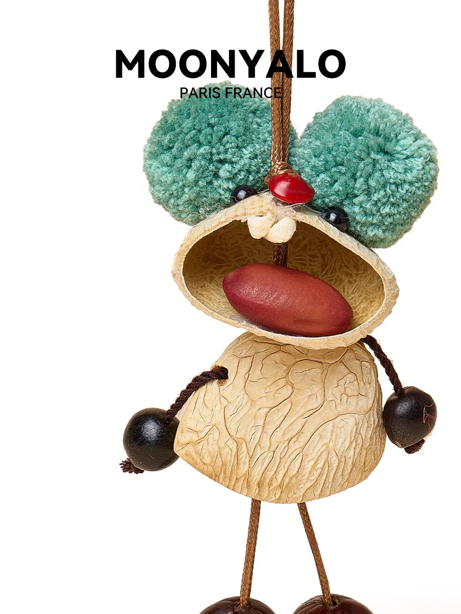 Original Fruit Shell Doll Wind Chime Ringing, New Pendant Decorative Small Doll on Bag, Handmade Gift