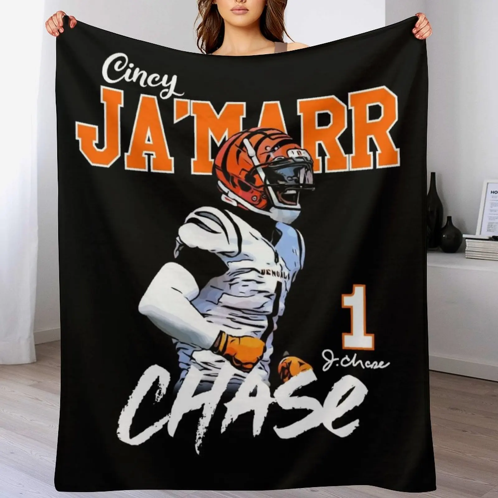 Ja'MARR CHASE Throw Blanket Year Round Soft Comfortable Blanket for Home