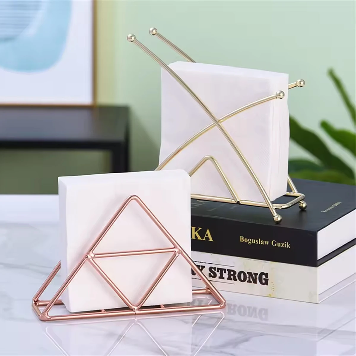 

1pc/2pcs-Napkin Holder Metal Paper Stand Tissue Dispenser Luxury Retro Table Decoration Freestanding Home Decor