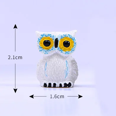 3PCS Simulation Owl Figurine Miniature Animal Decoration Mini Fairy Garden Cartoon Animal Statue Resin Craft Home Decorations