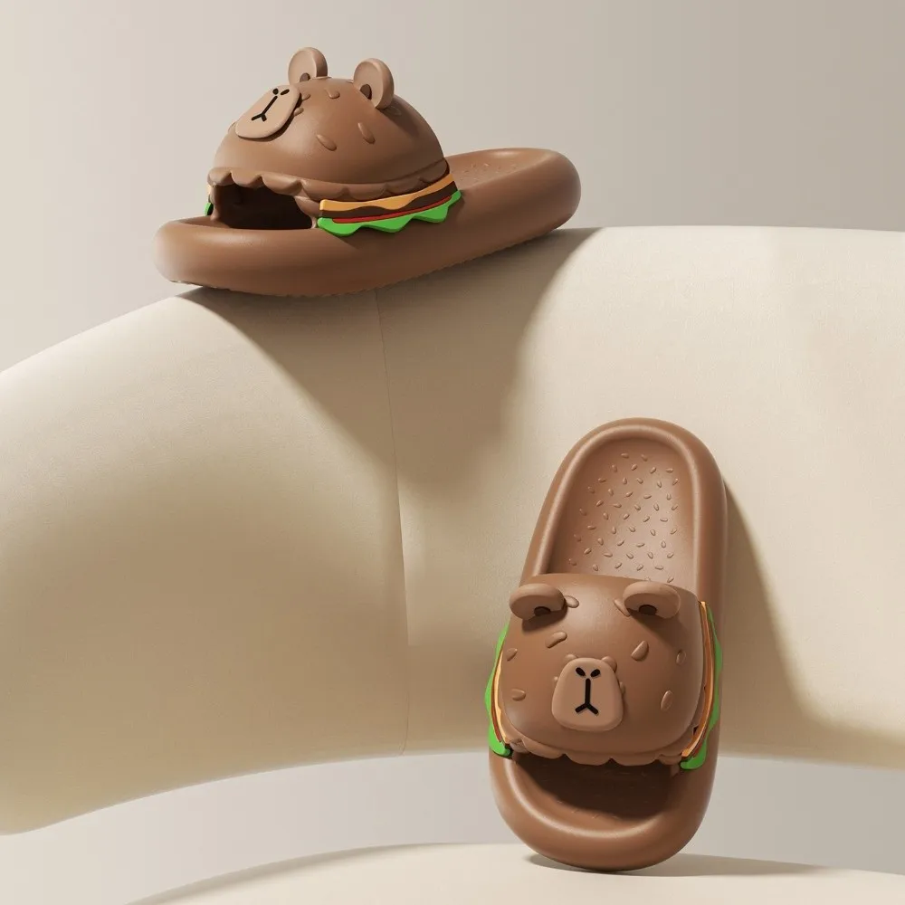 

Non-Slip Cartoon Capybara Slippers Hamburger Shape Cartoon Animal Slides Sandals Creative Thick Sole EVA Slides Shoes Outdoor