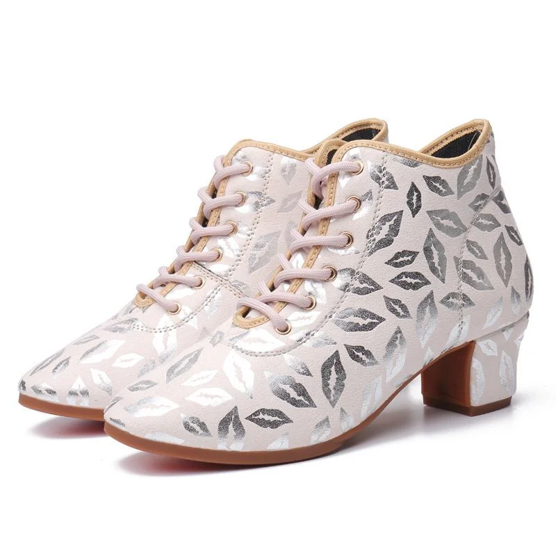 

2025 Women's Professional Dance Boots Gold Silver Ankle Boots Women's Sports Outdoor Short Boots Tango Modern Dance Shoes