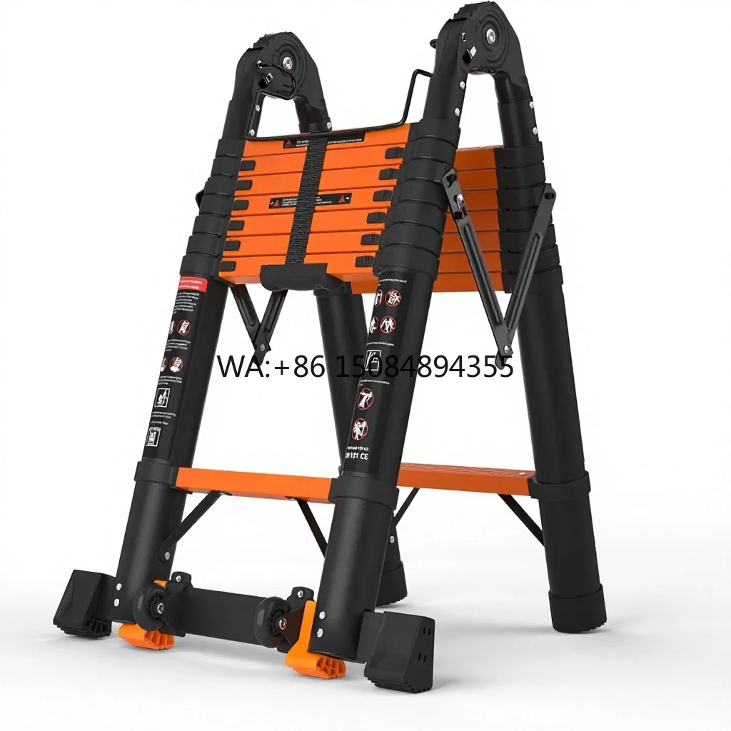 Telescoping Ladder 16.5 FT Frame Aluminum Extension Ladder 330 Lbs Capacity Collapsible Multi-Purpose 8 Steps Home