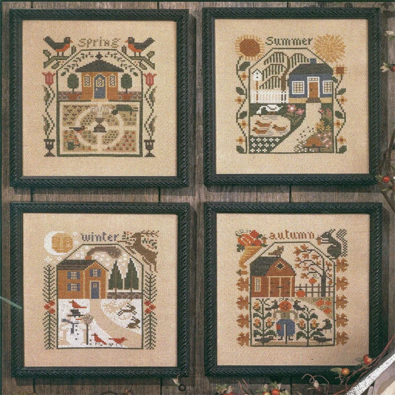 

Embroidery Prairie Seasons Cross Stitches Kits with 14CT Aida Counted Canvas for Housewarming