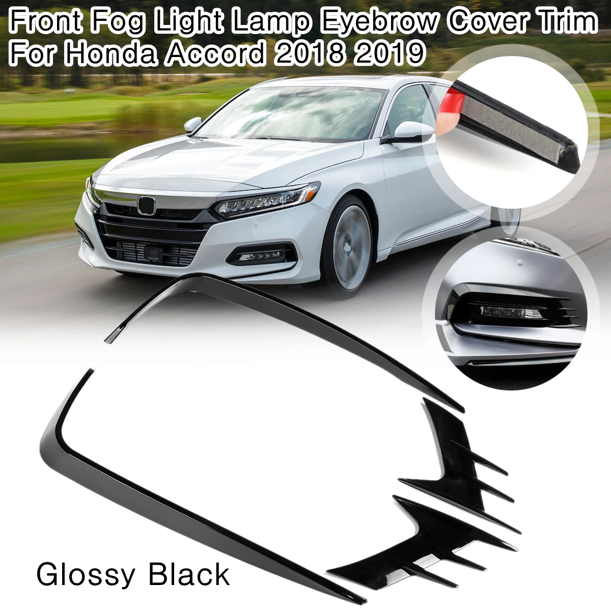 For Honda For Accord 2018 2019 Car Front Fog Light Lamp Eyebrow Eyelid Strips Cover Trim Bright Black Car Light Styling