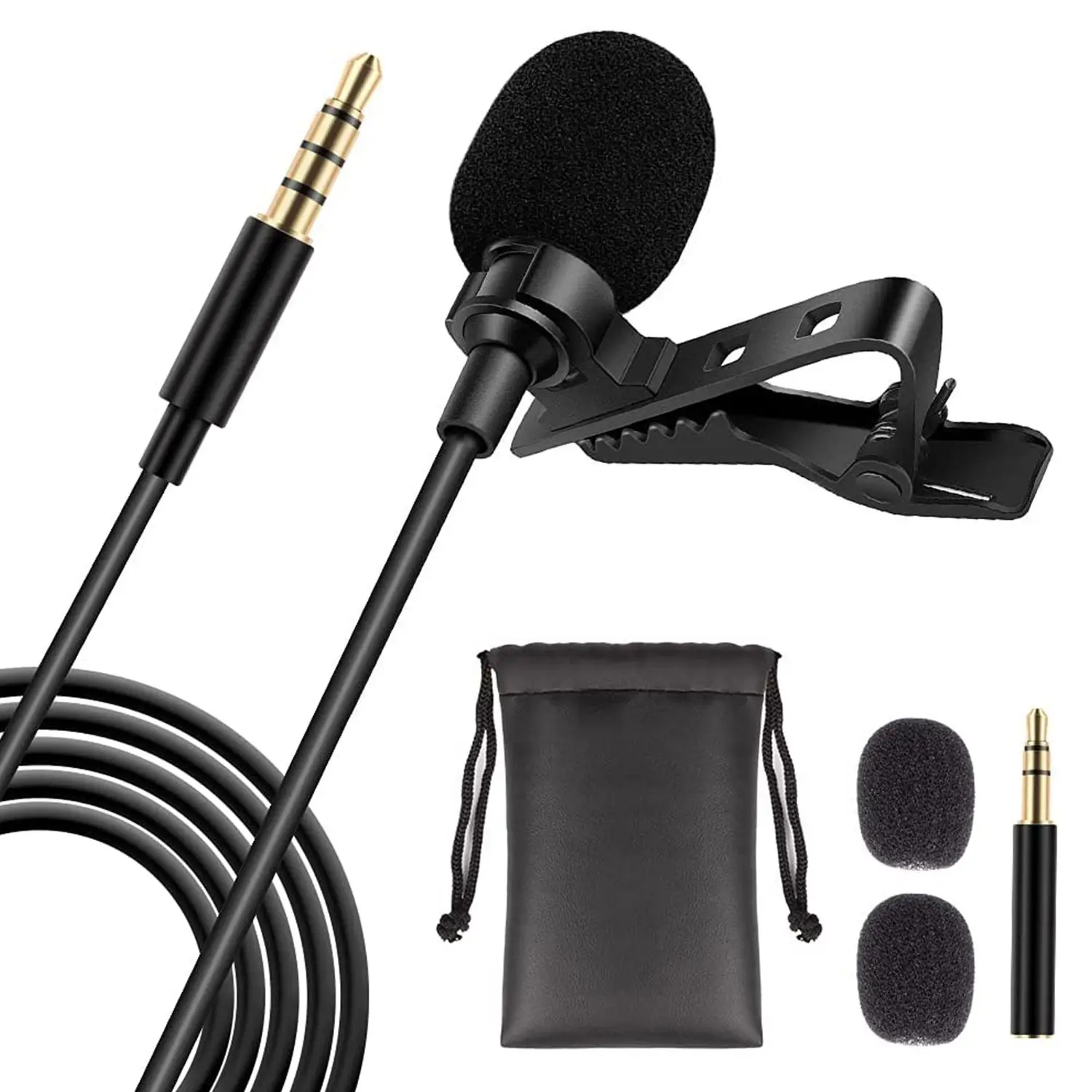 Professional Omnidirectional Lavalier Microphone 3.5mm Clip-On Lapel Mic for Smartphone DSLR Camera PC Interview Video Camcorders Audio Recorder CM Mob 2M view 3
