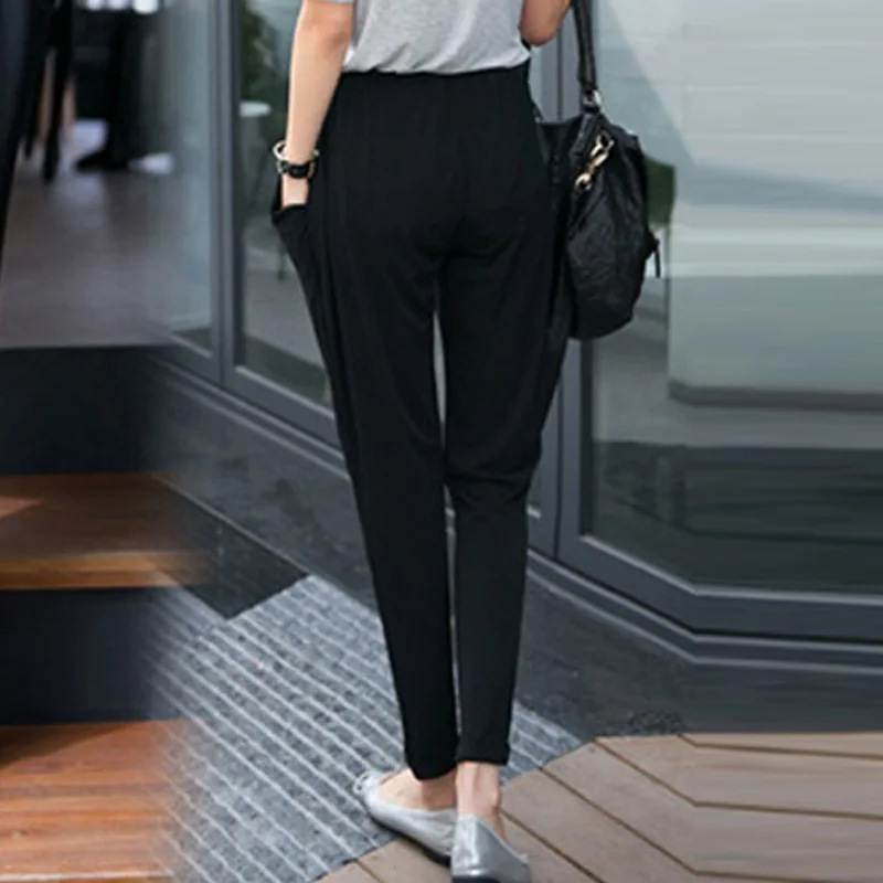 Woman Capris Soft Milk Silk Stretch Harem Pants Female Summer Breeches For Women Leisure Ankle Length Trousers