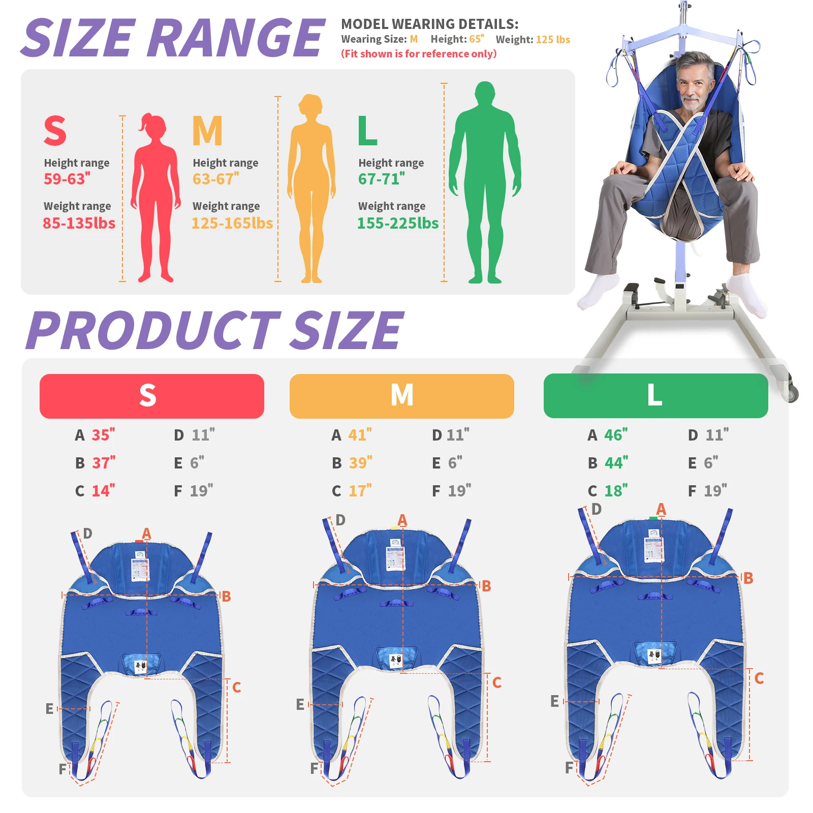 Ehucon Patient Lift Divided Leg Sling,Transfer Hoist Hoyer Sling,Lifting and Positioning Elderly Sling for Obese Individuals SWL