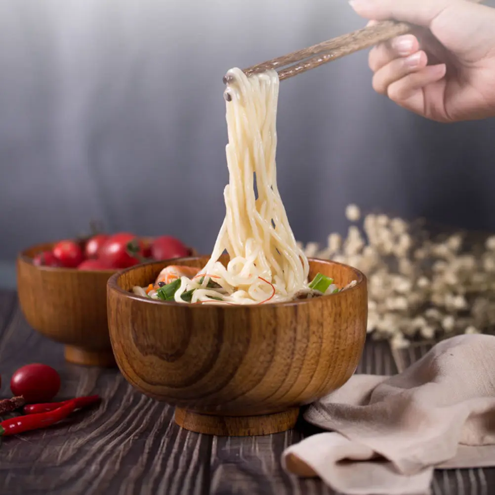 1Pcs Jujube Wood Bowl Infant Children's Food Container Japanese Style Lightweight Wooden Tableware Storage Soup Salad Serving