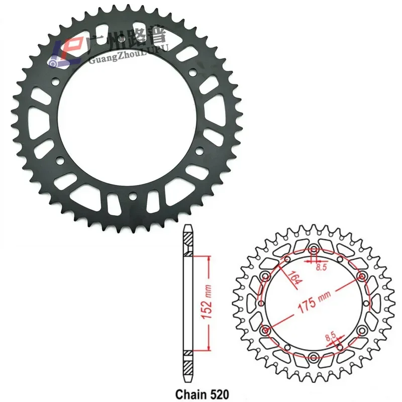

520 Motorcycle Rear Sprocket for Yamaha TT250 89-00 03-04 DT250 -80 DT400 77-78 YTZ250 Tri Moto 85-86 IT175 80-83 IT200 84-86