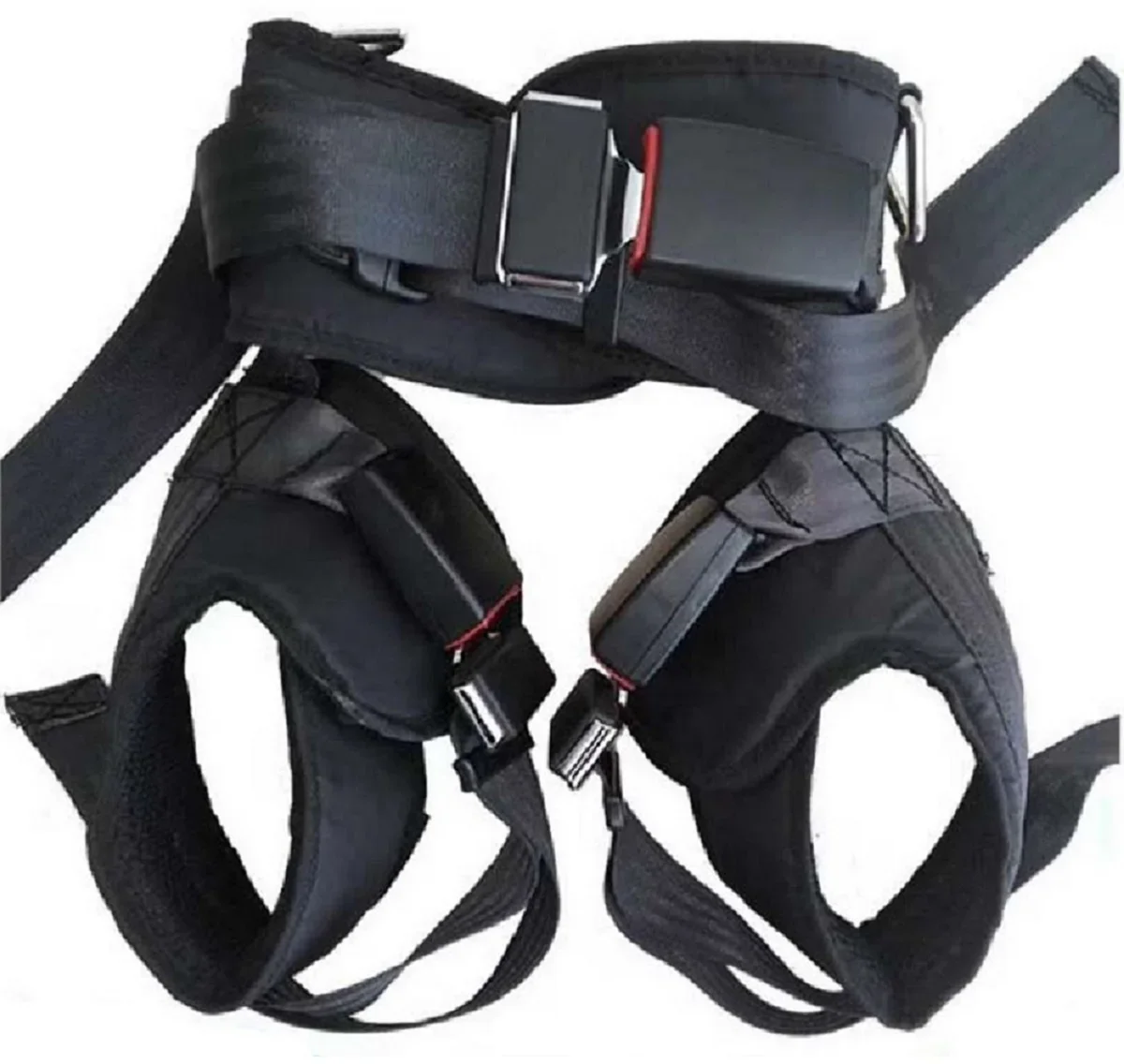 Trampoline bungee harness and safety strap and safety belt