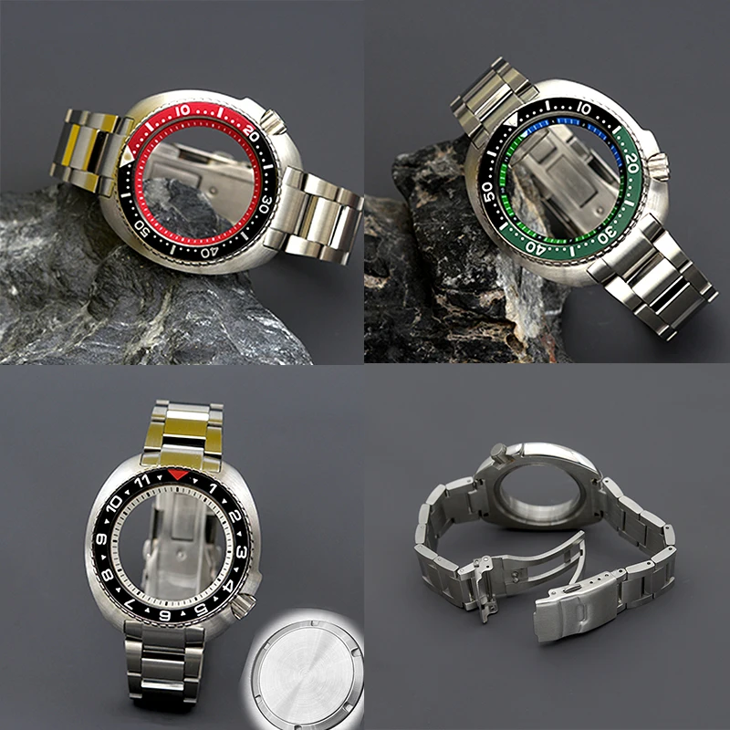 

Turtle Abalone Dive Case With Stainless Steel Bracelet Sapphire Crystal 100m Waterproof Fit Japan NH35 NH36A 7S 4R Movement