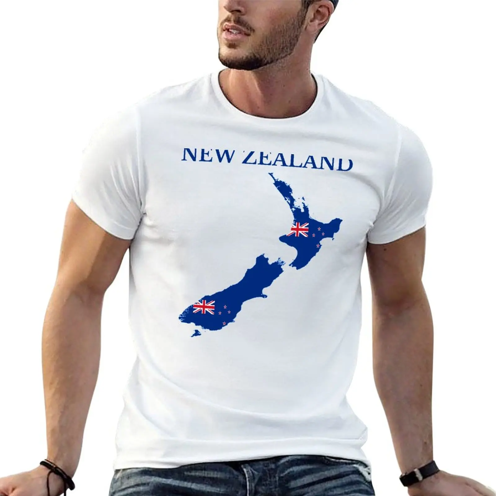 

New Zealand Map Flag T-Shirt t shirts for man pack white men t shirt cotton 100% T-Shirt