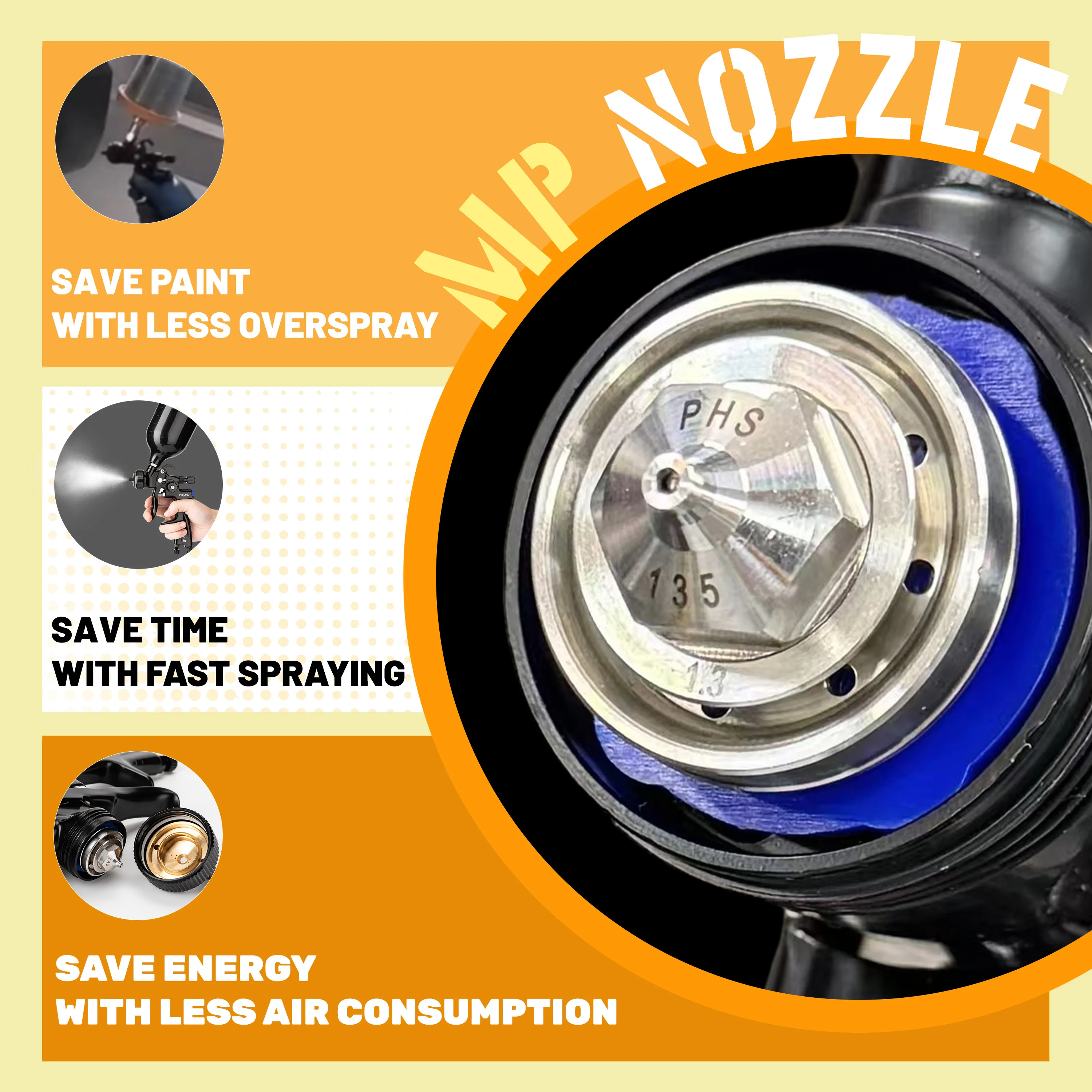 Original PORPHIS Spray Gun PHS-135 1.3mm/1.8mm Nozzle For Painting