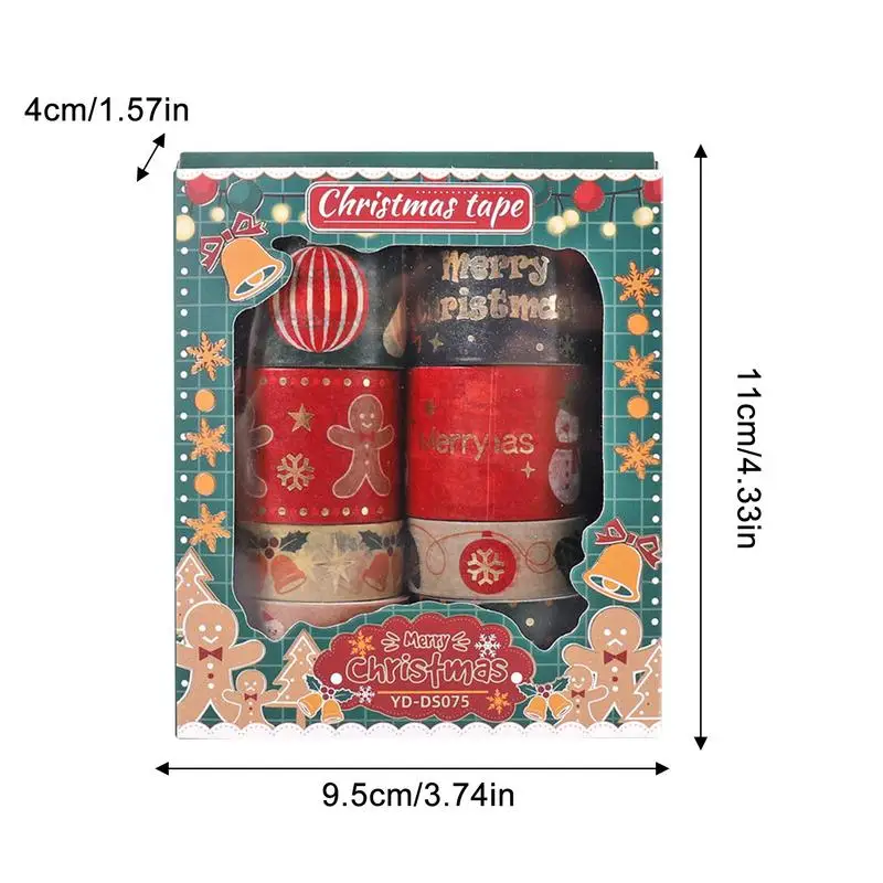 겨울 와시 테이프 보헤미안 와시 테이프, 빈티지 크리스마스 패키지 테이프, 크리스마스 테이프, 스크랩북용 다채로운 와시 테이프 팩