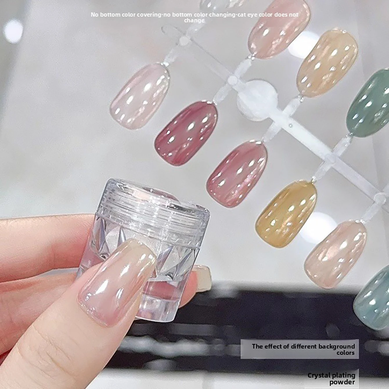 1 Stück Perlweißer Nagelglitzer Chrom-Mondlicht-Puder Silber-Muschel-Spiegelpigment Nagelkunst-Zubehör Dekoration
