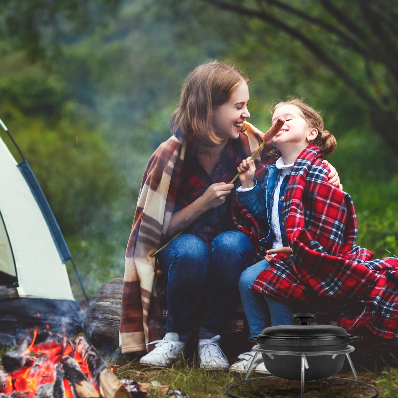 

1pc Camping Pot Rack Silver Multifunctional Wok Support Stand For Outdoor Cookware Stove Firewood Holder Bbq Tool Grill