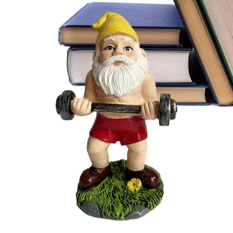 Muscular Garden Dwarf Statue 1pcs Dumbbell Weightlifting Gnome Sculpture Multipurpose Decor For Gardens Courtyards Bedrooms