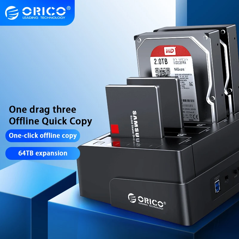 

ORICO 4 Bay Hard Drive Docking Station with Offline Clone SATA to USB 3.0 HDD Docking Station for 2.5/3.5 inch HDD Support 64TB