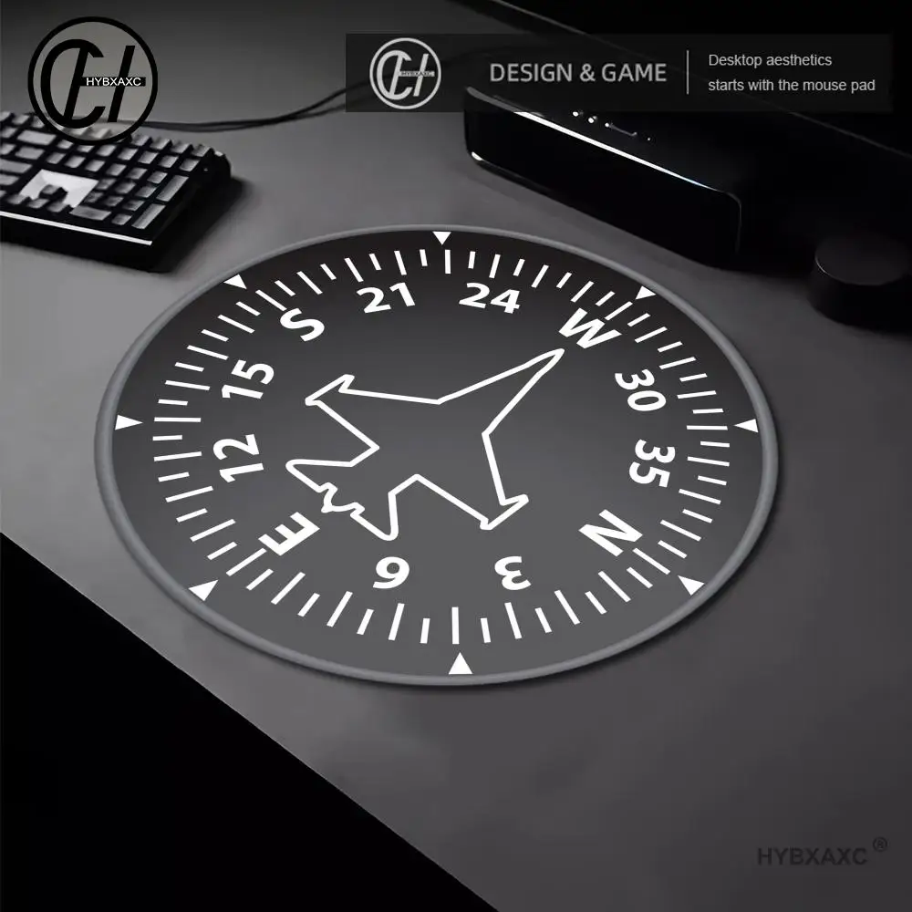 Aviation Instrument Round Mouse Pad Desktop Computer Keyboard Wireless Aircraft Altimeter Design Mouse Boy Girl Gift for Games