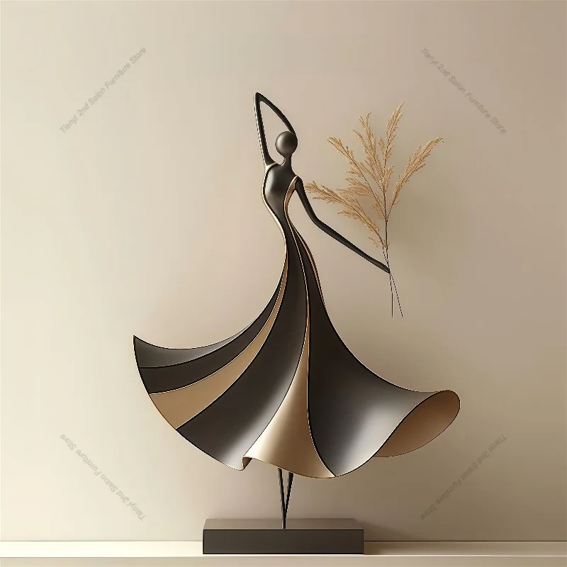 Nordic High-end Iron Figurines Art Ornament Medieval Retro Dancer Miniatures for Living Room TV Cabinet Home Decoration FYFM