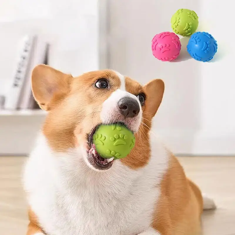 Cane Da Masticare Giocattolo Squeaky Palla Squeaker Masticare Palla Giocattolo In Lattice Indistruttibile All'aperto Squeak Giocattoli Per Cani Dentizione In Lattice Giocattoli Per Animali Domestici-image