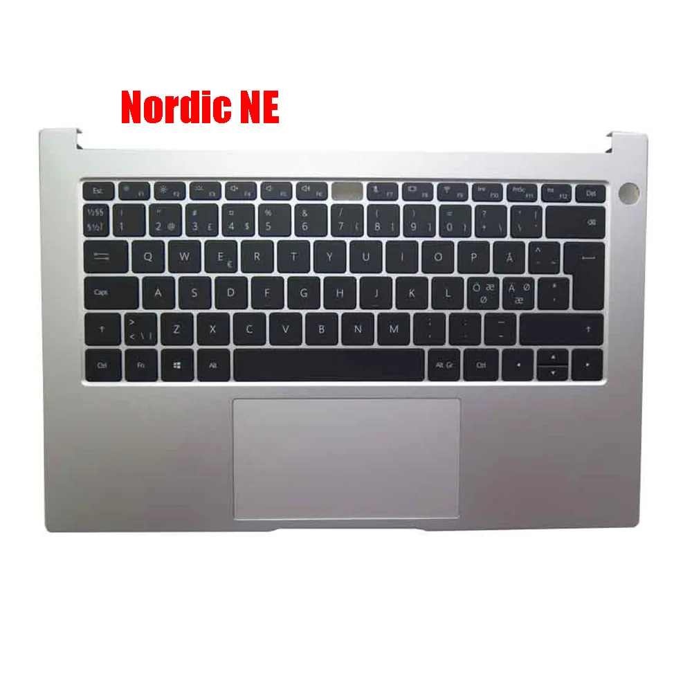 NbB-WAH9 NbB-WAH9P podpórka pod nadgarstki laptopa i podświetlana belgijska klawiatura BE/FR/GR/IT/NE/SP do HUAWEI MATEBOOK D14 srebrna górna obudowa