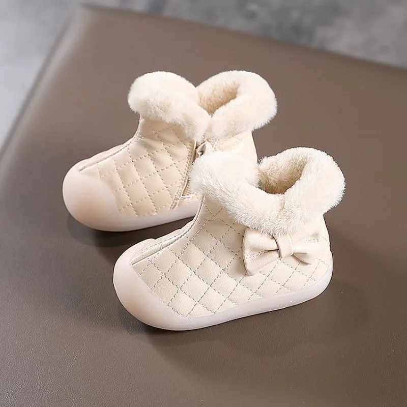

Baby Snow Boots for Girls 1-3 Years Soft Sole Fleece Lined Winter Warm Shoes Thickened Non Slip Toddler Slippers