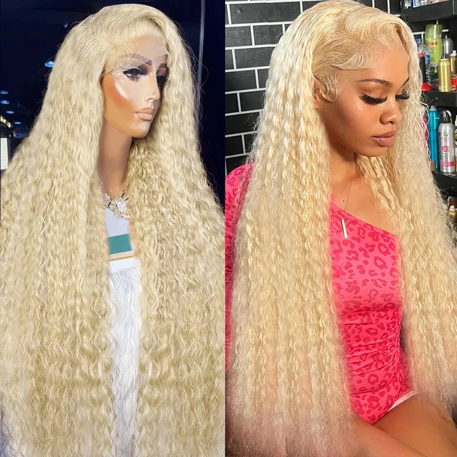 613 Blonde Lace Front Wig Human Hair 13x4 13X6 HD Transparent Lace Frontal Wigs for Choice Cosplay 200 Density Long Curly Wigs