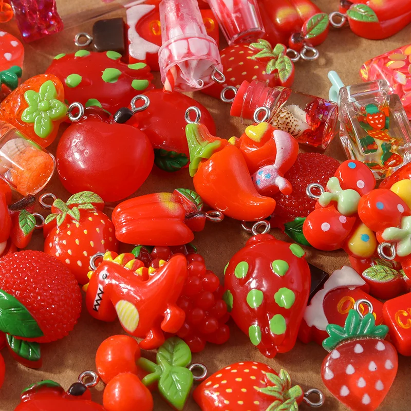 10 Stück gemischte niedliche Harz-Tier-, Lebensmittel-, Herz- und Blumen-Anhänger für die Herstellung von Ohrringen, Halsketten, Armbändern und DIY-Schmuckzubehör – Detail 14
