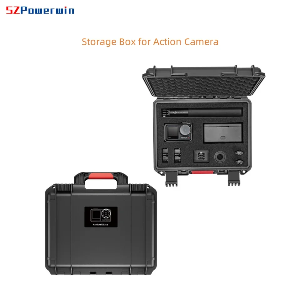 Powerwin For DJI Action 4 3 Camera Storage Box for Gopro11 Hard Shell Protection Suitcase for Insta360 Waterproof Carrying Case