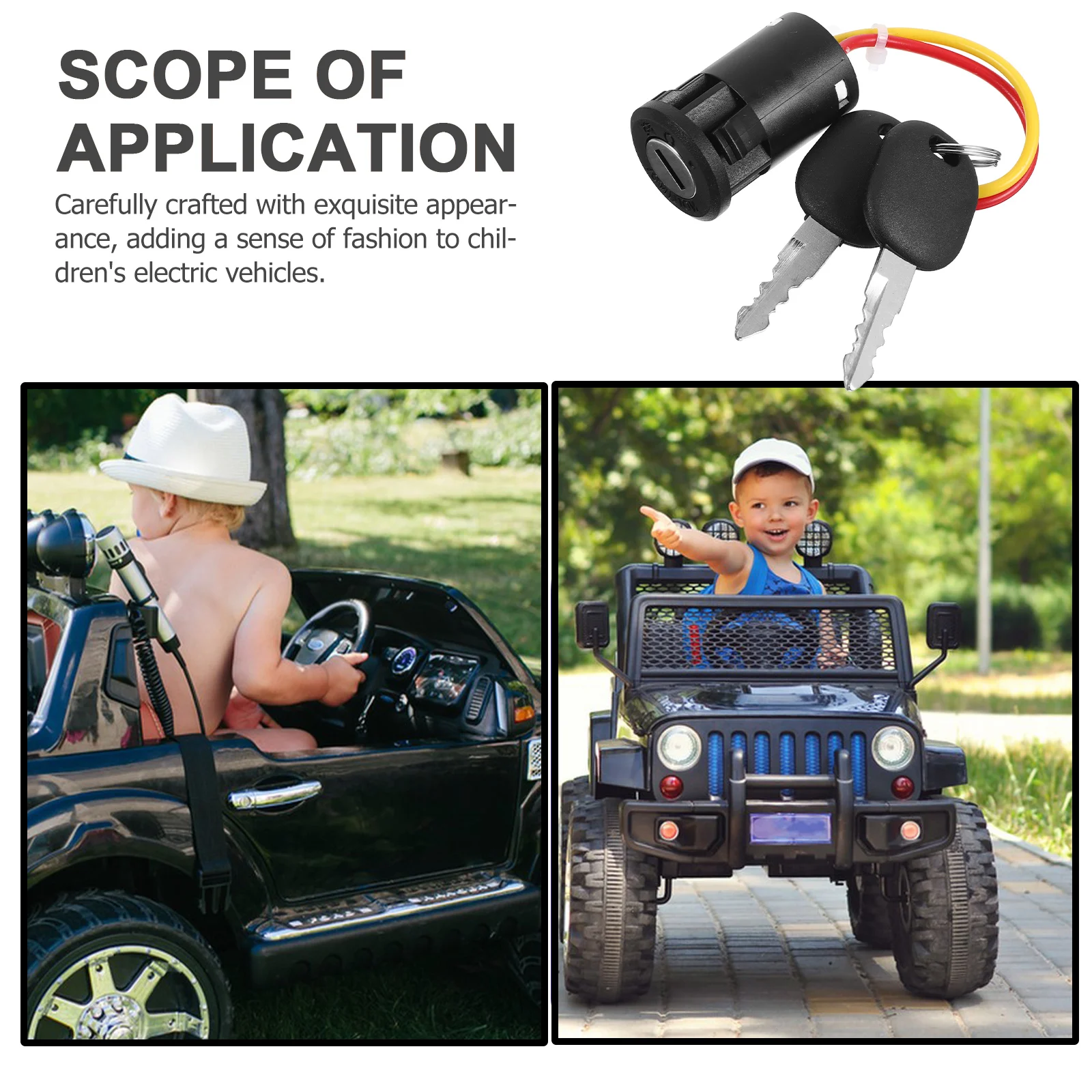 

Key Start Ignition Switch For Kids Electric Car Durable Plastic Power Button Easy Safety Lock Compatible With Electric